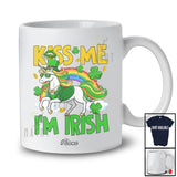 Personalized Custom Name Kiss Me I'm Irish; Lovely St. Patrick's Day Unicorn Rainbow Shamrock T-Shirt