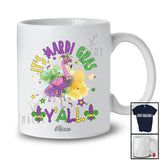 Personalized Custom Name It's Mardi Gras Y'all; Humorous Beads Flamingo; Carnival Parades Group T-Shirt