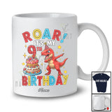 Personalized Custom Name Roar It's My 9th Birthday; Amusing Dabbing T-Rex; Men Boys Family T-Shirt