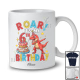 Personalized Custom Name Roar It's My 6th Birthday; Amusing Dabbing T-Rex; Men Boys Family T-Shirt