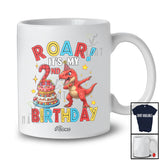 Personalized Custom Name Roar It's My 2nd Birthday; Amusing Dabbing T-Rex; Men Boys Family T-Shirt