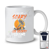 Personalized Custom Name My Scary Ice Hockey Costume; Creepy Halloween Skeleton Playing Sport Player T-Shirt