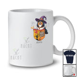 Personalized Custom Name Shetland Sheepdog Witch In Pocket; Scary Halloween Pumpkin T-Shirt