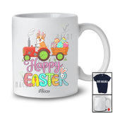 Personalized Custom Name Corgi Driving Tractor; Lovely Easter Bunny Corgi Hunting Easter Eggs T-Shirt