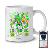 Personalized Custom Name Luckiest 1st Grade; Joyful St. Patrick's Day Rainbow Dabbing Teacher T-Shirt