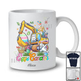 Personalized Custom Name Eggs Cavator; Humorous Easter Dabbing Bunny Gnome Excavator Driver T-Shirt