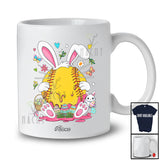 Personalized Custom Name Bunny Softball Team; Lovely Easter Day Sport Player; Eggs Hunting Lover T-Shirt