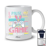 Personalized Custom Name I Pause My Game To Hunt; Amusing Easter Video Game Bunny Gamer T-Shirt