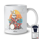 Personalized Custom Name Vintage Retro Happy Easter; Joyful Bunny Drum Musical Instrument Player T-Shirt