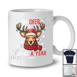 Personalized Custom Name Oh Deer What A Year; Humorous Happy Year Christmas Lights Reindeer T-Shirt