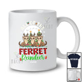 Personalized Custom Name All Of The Ferret Reindeer; Amazing Christmas Moon Plaid Animal T-Shirt