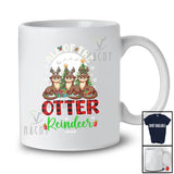 Personalized Custom Name All Of The Otter Reindeer; Amazing Christmas Moon Plaid Animal T-Shirt