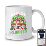 Personalized Custom Name All Of The Otter Reindeer; Amazing Christmas Rainbow Plaid Animal T-Shirt
