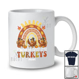 Personalized Custom Name I Care For Cutest Turkeys; Joyful Thanksgiving Rainbow; Barber T-Shirt