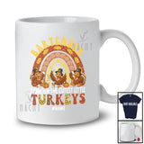 Personalized Custom Name I Care For Cutest Turkeys; Joyful Thanksgiving Rainbow; Bartender T-Shirt