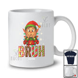 Personalized Custom Name Bruh; Amazing Christmas Elf Face; X-mas Lights Family Group T-Shirt