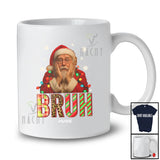 Personalized Custom Name Bruh; Amazing Christmas Santa Face; X-mas Lights Family Group T-Shirt