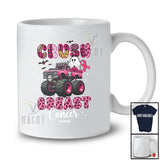 Personalized Custom Name Crush Breast Cancer; Lovely Halloween Pink Leopard Plaid Boo Monster Truck T-Shirt