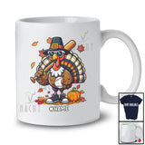 Personalized Turkey Playing Baseball; Amusing Thanksgiving Custom Name Sport Player Team T-Shirt