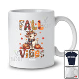 Personalized Custom Name Fall Vibes; Adorable Thanksgiving Farmer Goat Autumn Leopard Plaid T-Shirt