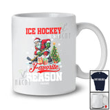 Personalized Custom Name Ice Hockey Is My Favorite Season; Joyful Christmas Santa Sport Player T-Shirt