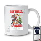 Personalized Custom Name Softball Is My Favorite Season; Joyful Christmas Santa Sport Player T-Shirt