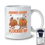 Personalized Custom Name Friends-giving Flocked Up; Humorous Thanksgiving Turkey Carrying Pumpkins T-Shirt