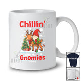 Personalized Custom Name Chillin' With My Gnomies; Amusing Christmas Tree Gnome Riding Reindeer T-Shirt