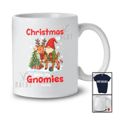 Personalized Custom Name Christmas With My Gnomies; Amusing X-mas Tree Gnome Riding Reindeer T-Shirt