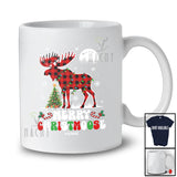 Personalized Custom Name Merry Christmoose; Lovely Christmas Groovy Red Plaid Moose T-Shirt