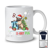 Personalized Custom Name Ugly X-Ray Pug; Humorous Christmas Tree Santa Pug Owner T-Shirt