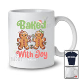 Personalized Custom Name Baked With Joy; Cheerful Christmas Couple Gingerbread Friends T-Shirt