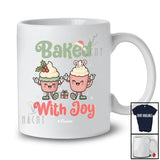 Personalized Custom Name Baked With Joy; Cheerful Christmas Couple Cupcake Coffee Friends T-Shirt