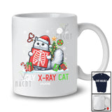 Personalized Custom Name Ugly X-Ray Cat; Humorous Christmas Tree Santa Cat Owner T-Shirt