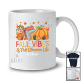 Personalized Custom Name Fall Vibes & That Librarian; Proud Thanksgiving Autumn Jobs T-Shirt