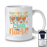 Personalized Custom Name Thanksgiving CNA Nurse; Humorous Fall Three Pumpkins; Family T-Shirt