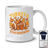 Personalized Custom Name Turkey & Touchdowns; Amazing Thanksgiving Fall Football Player T-Shirt
