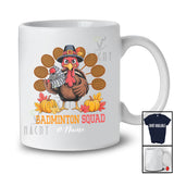 Personalized Custom Name Badminton Squad; Happy Thanksgiving Turkey Badminton Racket Tail Player T-Shirt