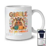 Personalized Custom Name Gobble Til You Wobble; Amazing Thanksgiving Plaid Turkey Pumpkin T-Shirt