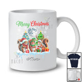 Personalized Custom Name Merry Christmas; Lovely Three Santa Elf Squirrel Rodent Animal T-Shirt