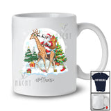 Personalized Custom Name Santa Riding Giraffe Reindeer; Amusing Christmas Snow Animal T-Shirt
