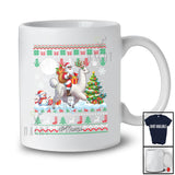 Personalized Custom Name Santa Riding Llama Reindeer; Amusing Christmas Sweater Snow Animal T-Shirt
