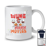 Personalized Custom Name Run On Wine Horror Movies; Creepy Halloween Three Wine Glasses; Drinking T-Shirt