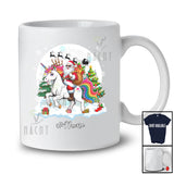 Personalized Custom Name Santa Riding Unicorn Reindeer; Amusing Christmas Snow Family T-Shirt