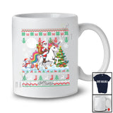 Personalized Custom Name Santa Riding Unicorn Reindeer; Amusing Christmas Sweater Snow Family T-Shirt