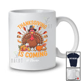 Personalized Custom Name Thanksgiving Is Coming; Amusing Turkey Pumpkin Pie Pilgrim Family T-Shirt