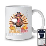 Personalized Custom Name Baseball Squad; Happy Thanksgiving Turkey Baseball Stick Tail Player T-Shirt
