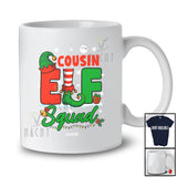Personalized Custom Name Cousin Elf Squad; Humorous Christmas Elf Shoes Snowing; Pajama Family T-Shirt
