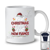 Personalized Custom Name First Christmas With My Hot New Fiance; Amusing Plaid Santa Couple T-Shirt