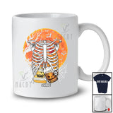 Personalized Custom Name Heart Rib Cage X-Ray With Beer Nacho; Horror Halloween Moon; Food Drinking T-Shirt